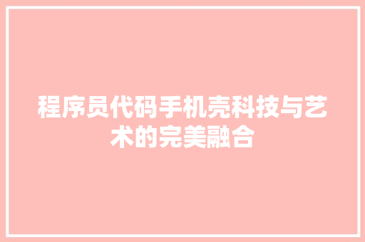 程序员代码手机壳科技与艺术的完美融合