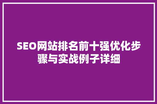 SEO网站排名前十强优化步骤与实战例子详细