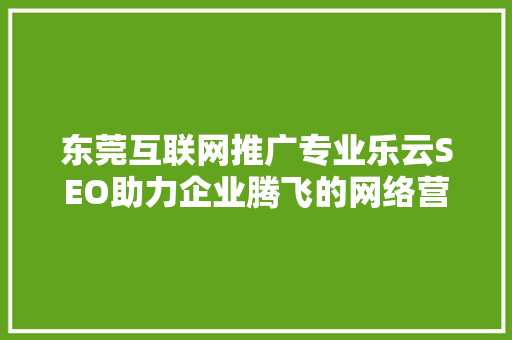 东莞互联网推广专业乐云SEO助力企业腾飞的网络营销利器