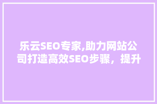 乐云SEO专家,助力网站公司打造高效SEO步骤，提升网站排名