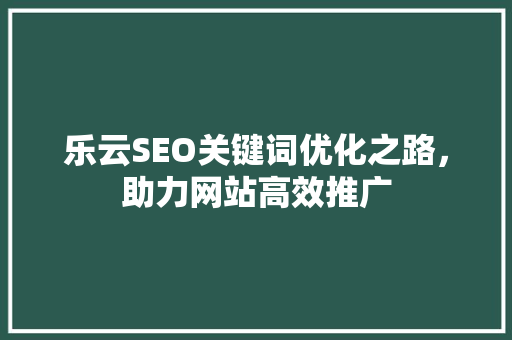 乐云SEO关键词优化之路，助力网站高效推广