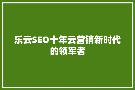 乐云SEO十年云营销新时代的领军者