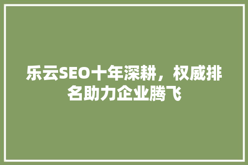 乐云SEO十年深耕，权威排名助力企业腾飞