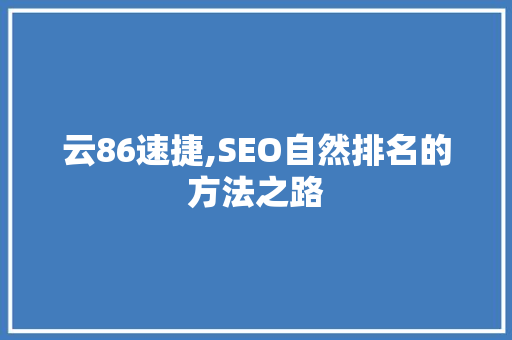 云86速捷,SEO自然排名的方法之路
