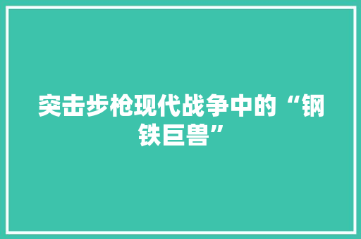 突击步枪现代战争中的“钢铁巨兽”