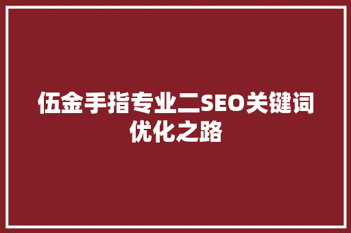 伍金手指专业二SEO关键词优化之路