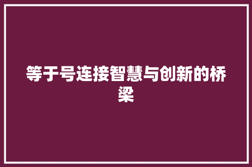 等于号连接智慧与创新的桥梁