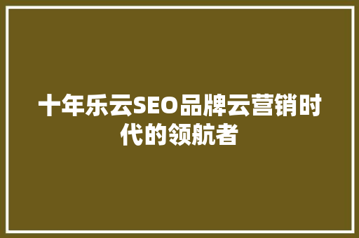 十年乐云SEO品牌云营销时代的领航者
