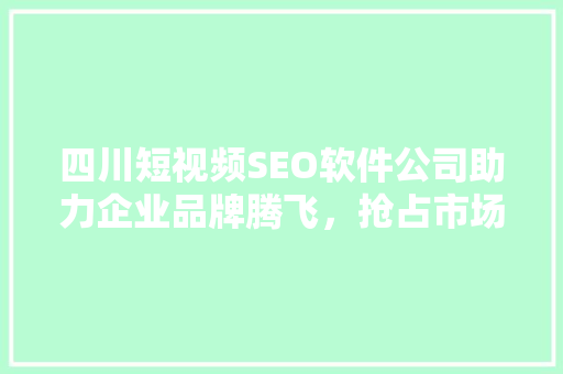 四川短视频SEO软件公司助力企业品牌腾飞，抢占市场先机