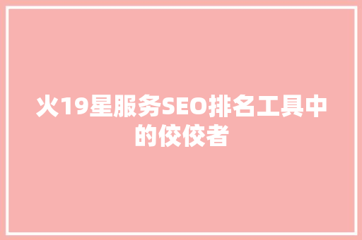 火19星服务SEO排名工具中的佼佼者