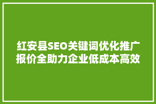 红安县SEO关键词优化推广报价全助力企业低成本高效获客