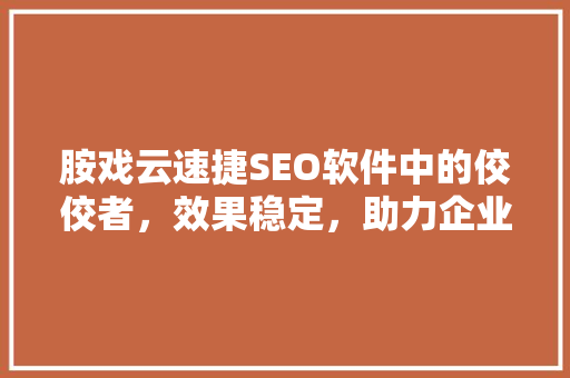 胺戏云速捷SEO软件中的佼佼者，效果稳定，助力企业网站优化