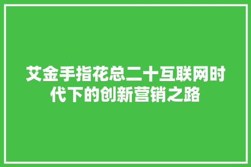 艾金手指花总二十互联网时代下的创新营销之路