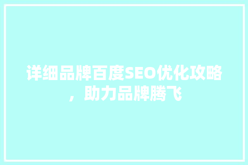 详细品牌百度SEO优化攻略，助力品牌腾飞