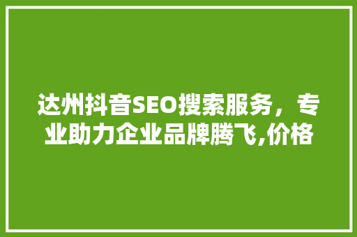 达州抖音SEO搜索服务，专业助力企业品牌腾飞,价格与服务内涵