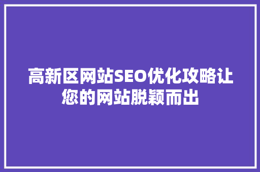 高新区网站SEO优化攻略让您的网站脱颖而出