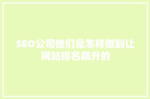 SEO公司他们是怎样做到让网站排名飙升的  第1张