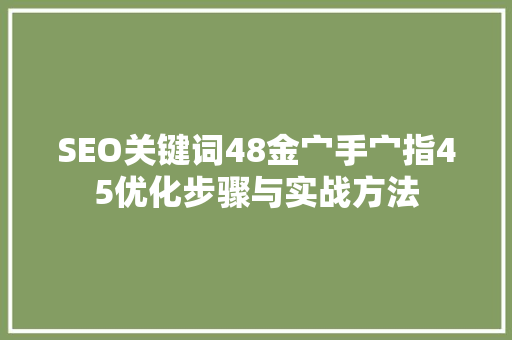 SEO关键词48金宀手宀指45优化步骤与实战方法