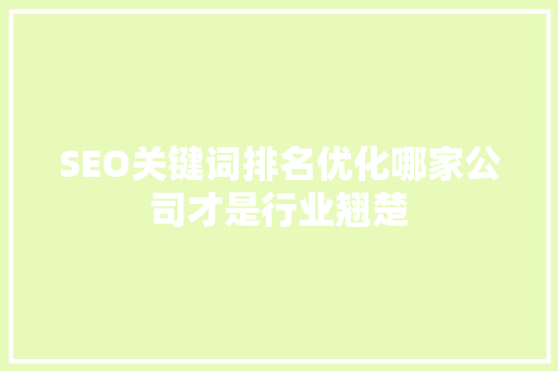 SEO关键词排名优化哪家公司才是行业翘楚
