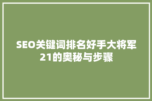 SEO关键词排名好手大将军21的奥秘与步骤