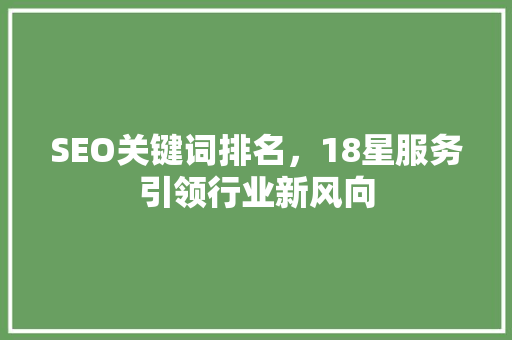 SEO关键词排名，18星服务引领行业新风向