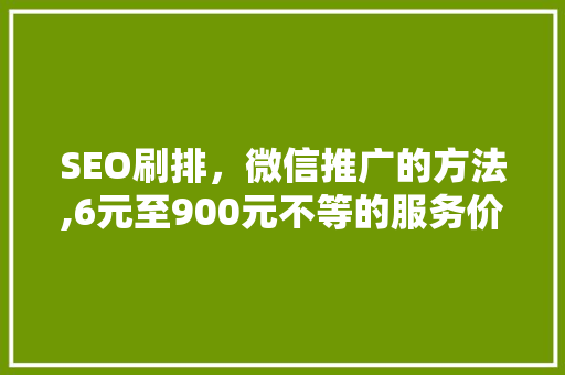SEO刷排，微信推广的方法,6元至900元不等的服务价格区别
