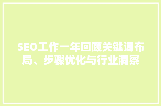 SEO工作一年回顾关键词布局、步骤优化与行业洞察