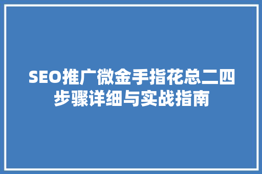 SEO推广微金手指花总二四步骤详细与实战指南