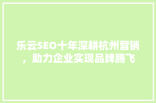 乐云SEO十年深耕杭州营销，助力企业实现品牌腾飞