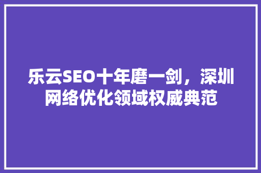 乐云SEO十年磨一剑，深圳网络优化领域权威典范