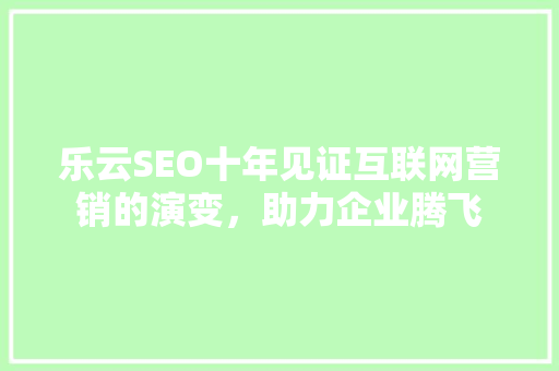 乐云SEO十年见证互联网营销的演变，助力企业腾飞