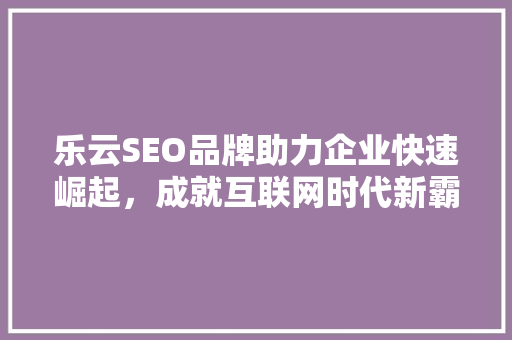 乐云SEO品牌助力企业快速崛起，成就互联网时代新霸主