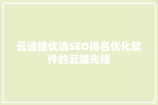 云速捷优选SEO排名优化软件的云端先锋