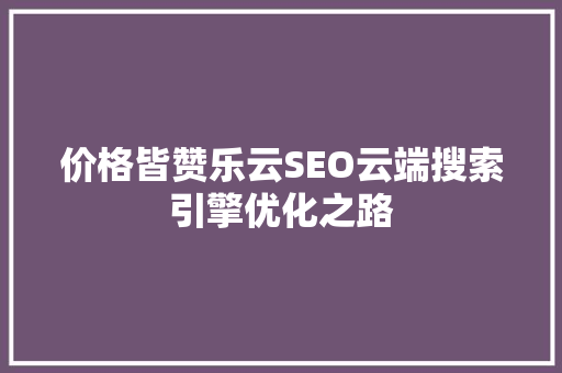 价格皆赞乐云SEO云端搜索引擎优化之路