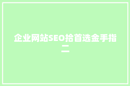 企业网站SEO拾首选金手指二