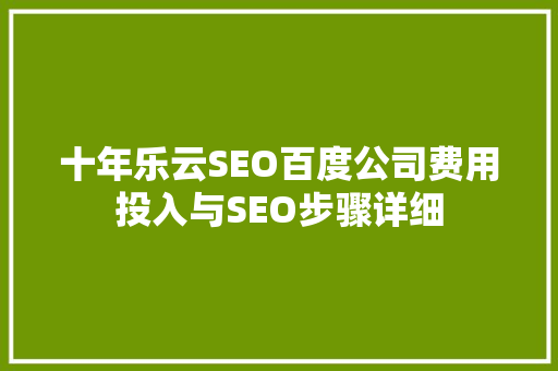 十年乐云SEO百度公司费用投入与SEO步骤详细