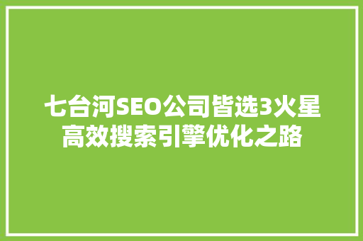 七台河SEO公司皆选3火星高效搜索引擎优化之路