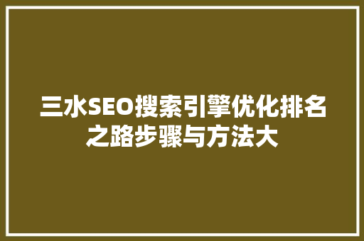 三水SEO搜索引擎优化排名之路步骤与方法大