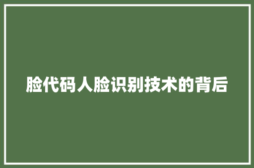 脸代码人脸识别技术的背后