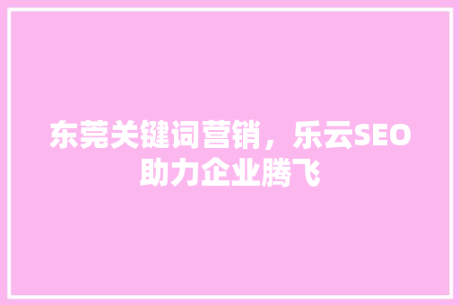 东莞关键词营销，乐云SEO助力企业腾飞