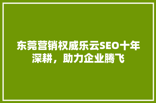 东莞营销权威乐云SEO十年深耕，助力企业腾飞
