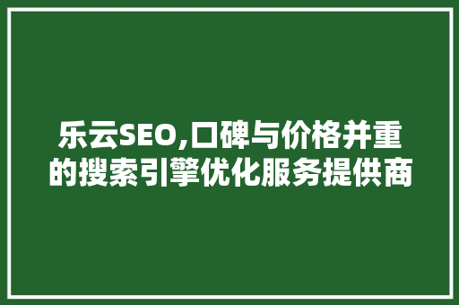 乐云SEO,口碑与价格并重的搜索引擎优化服务提供商
