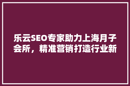 乐云SEO专家助力上海月子会所，精准营销打造行业新标杆