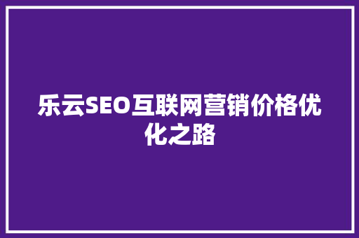乐云SEO互联网营销价格优化之路  第1张