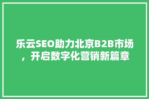 乐云SEO助力北京B2B市场，开启数字化营销新篇章