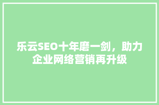 乐云SEO十年磨一剑，助力企业网络营销再升级