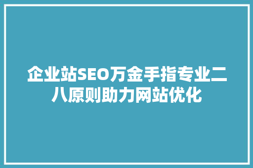 企业站SEO万金手指专业二八原则助力网站优化