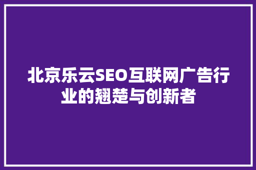 北京乐云SEO互联网广告行业的翘楚与创新者