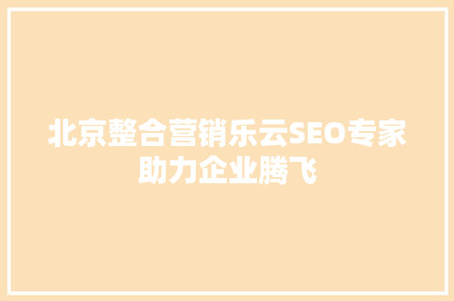 北京整合营销乐云SEO专家助力企业腾飞