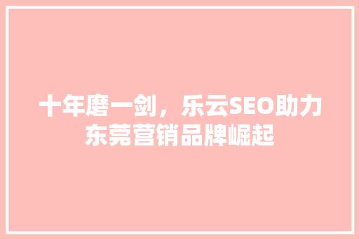 十年磨一剑，乐云SEO助力东莞营销品牌崛起